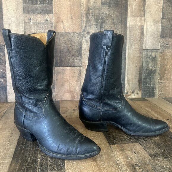 Tony Lama Gold Label Vintage Classic Black Cowboy Boots Mens 11 D - Picture 6 of 12